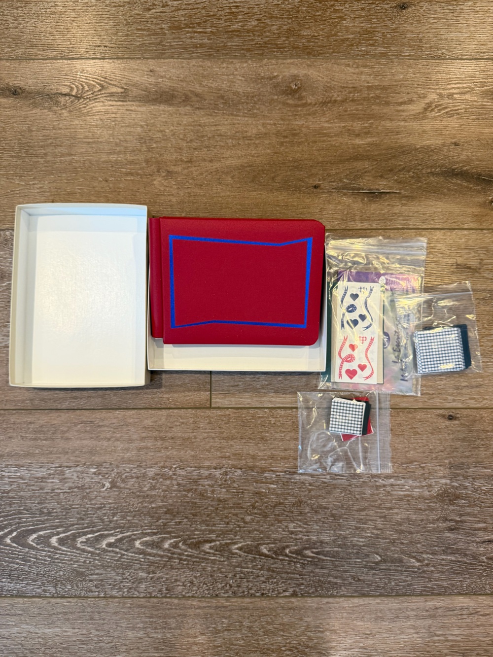 Creative Memories Red Scrapbook with Blue Border and Scrapbook Materials NEW